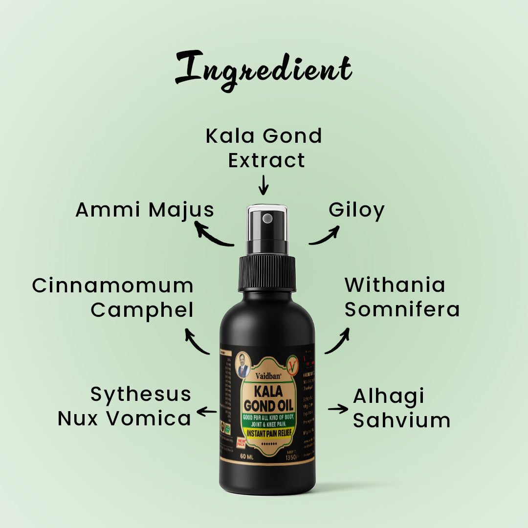 Vaidban Kala Gond Oil – Instant Pain Relief for Joint & Knee Pain | 60ml
