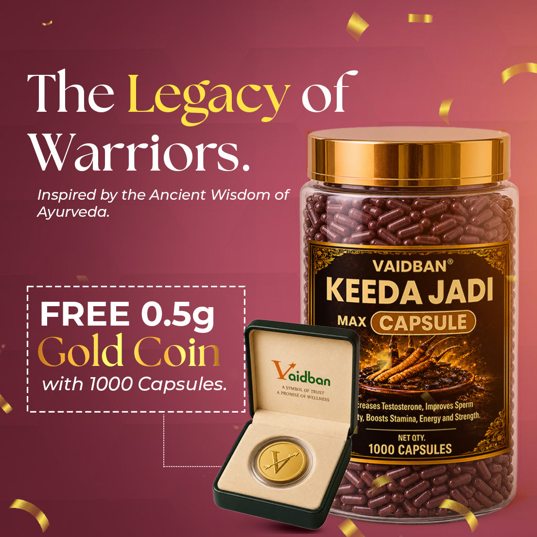 1000 capsule + (Free 0.5 Gm Gold Coin)
