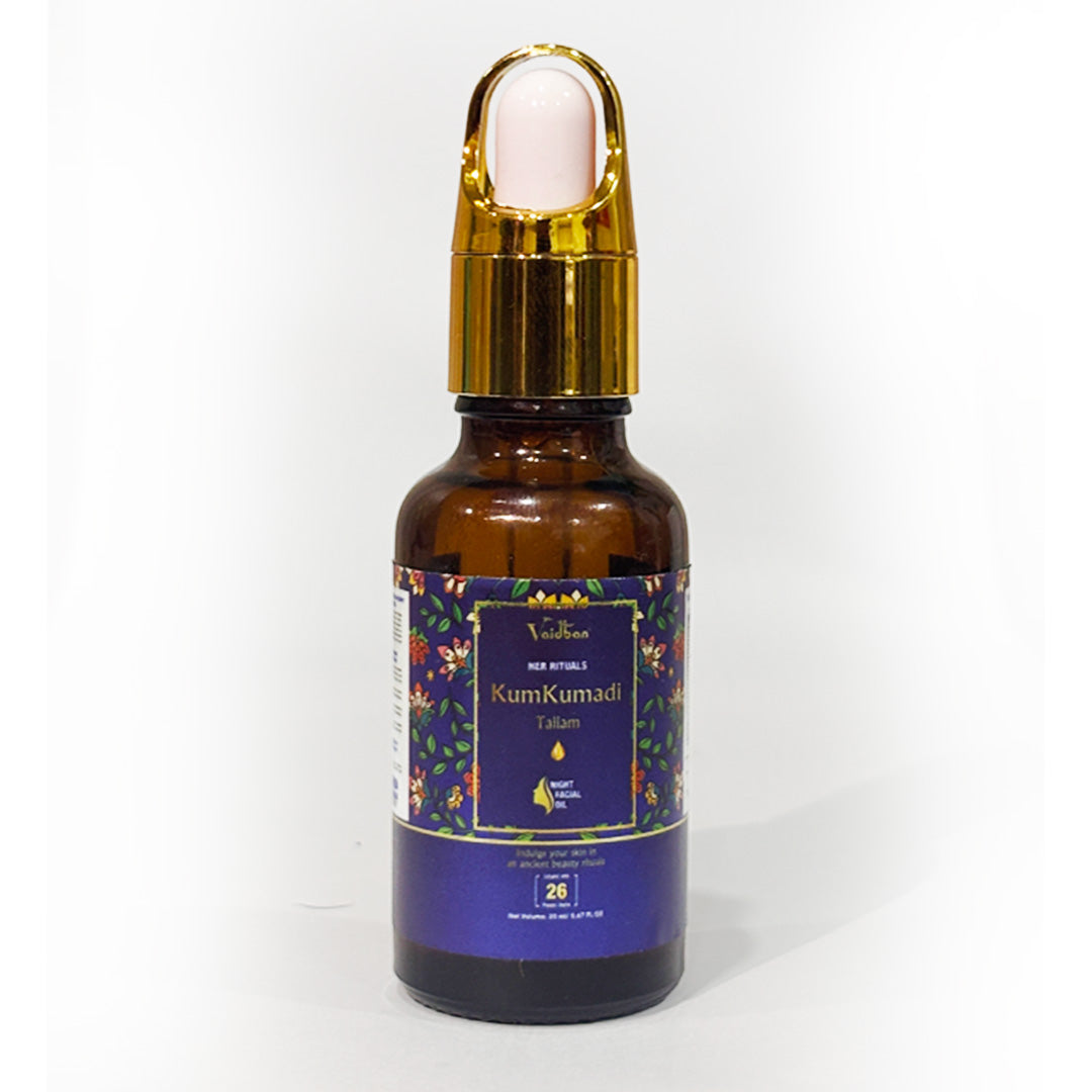 Vaidban Kumkumadi Tailam – Ayurvedic Night Facial Oil with 26 Herbs (20 ml)