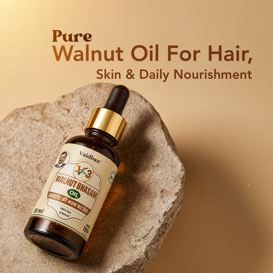 Vaidban V-3 Walnut Bhasam Oil 30 ml - 100% Pure Cold Pressed Walnut Oil for Hair and Skin