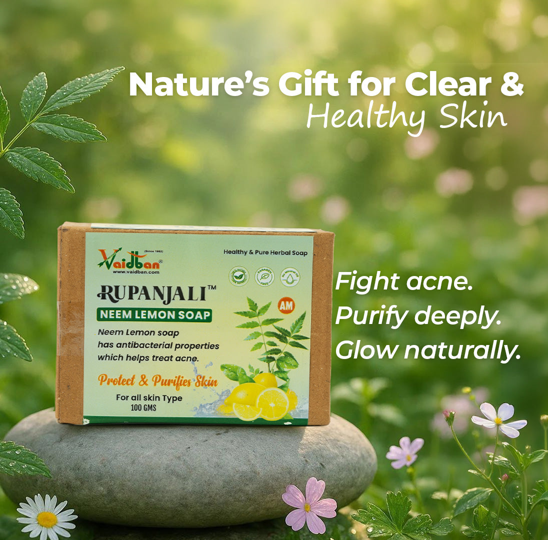 Rupanjali Neem Lemon Soap – Antibacterial Herbal Soap for Clear & Healthy Skin (100g)