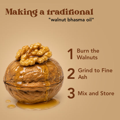 Vaidban V-3 Walnut Bhasam Oil 30 ml - 100% Pure Cold Pressed Walnut Oil for Hair and Skin