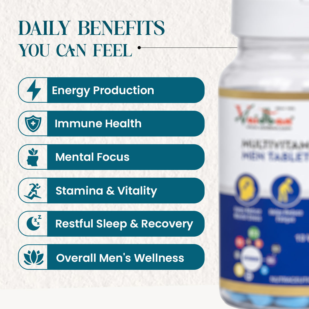 Vaidban Multivitamin Men – Daily Energy, Immunity & Stress Relief (60 Tabs)