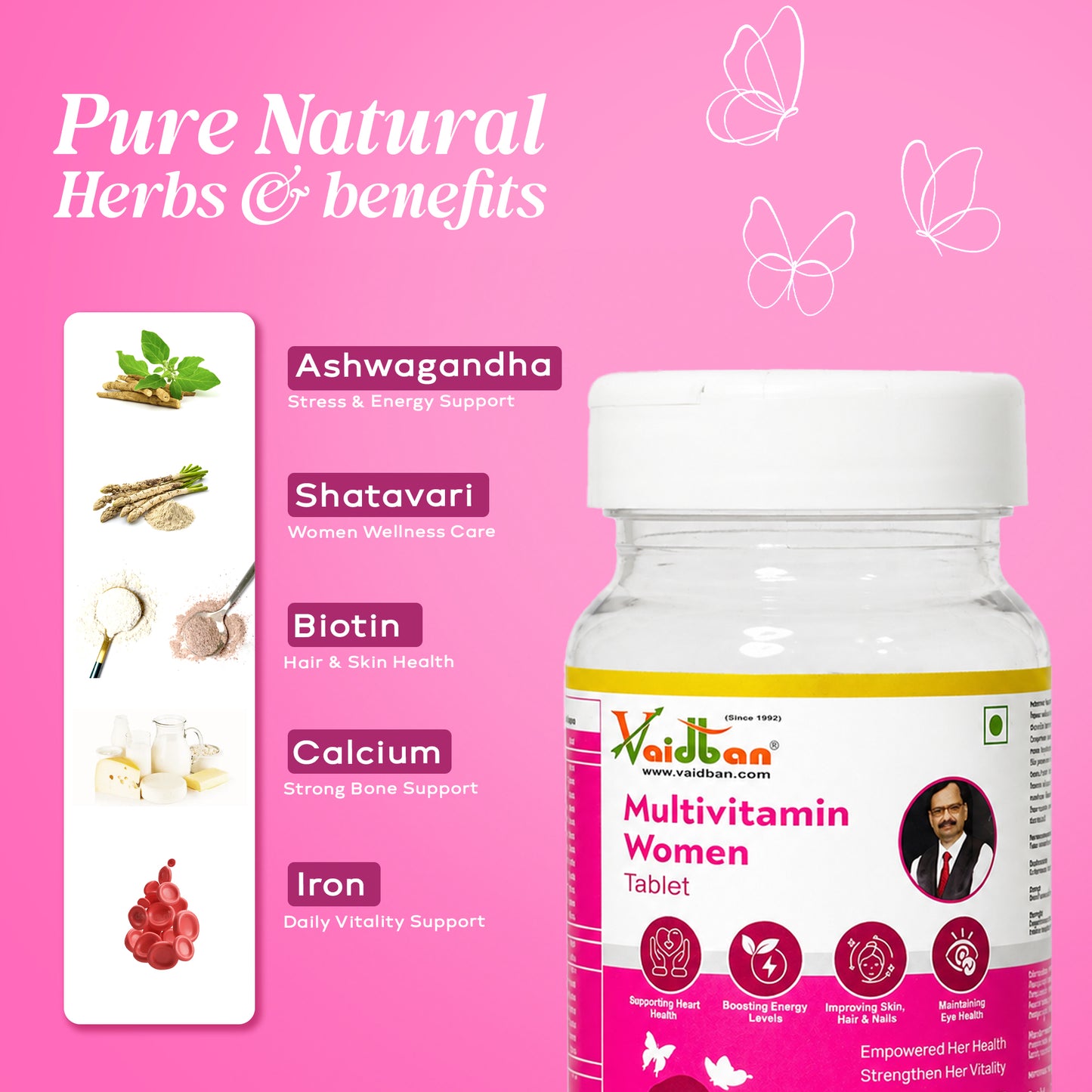 Vaidban Multivitamin Women Tablets – Complete Daily Nutrition for Women's Health & Vitality (60 Tabs)