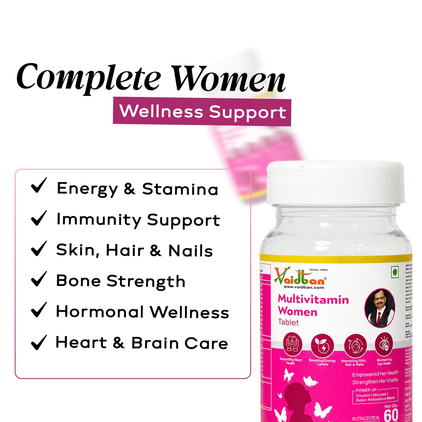 Vaidban Multivitamin Women Tablets – Complete Daily Nutrition for Women's Health & Vitality (60 Tabs)