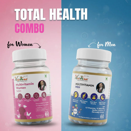 Vaidban Total Wellness Combo – Multivitamin for Men & Women (60 Tablets Each)