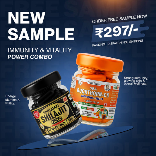 Vaidban FREE Sample Combo Pack  – Suryatapi Shilajit Gold + Sea Buckthorn-CS
