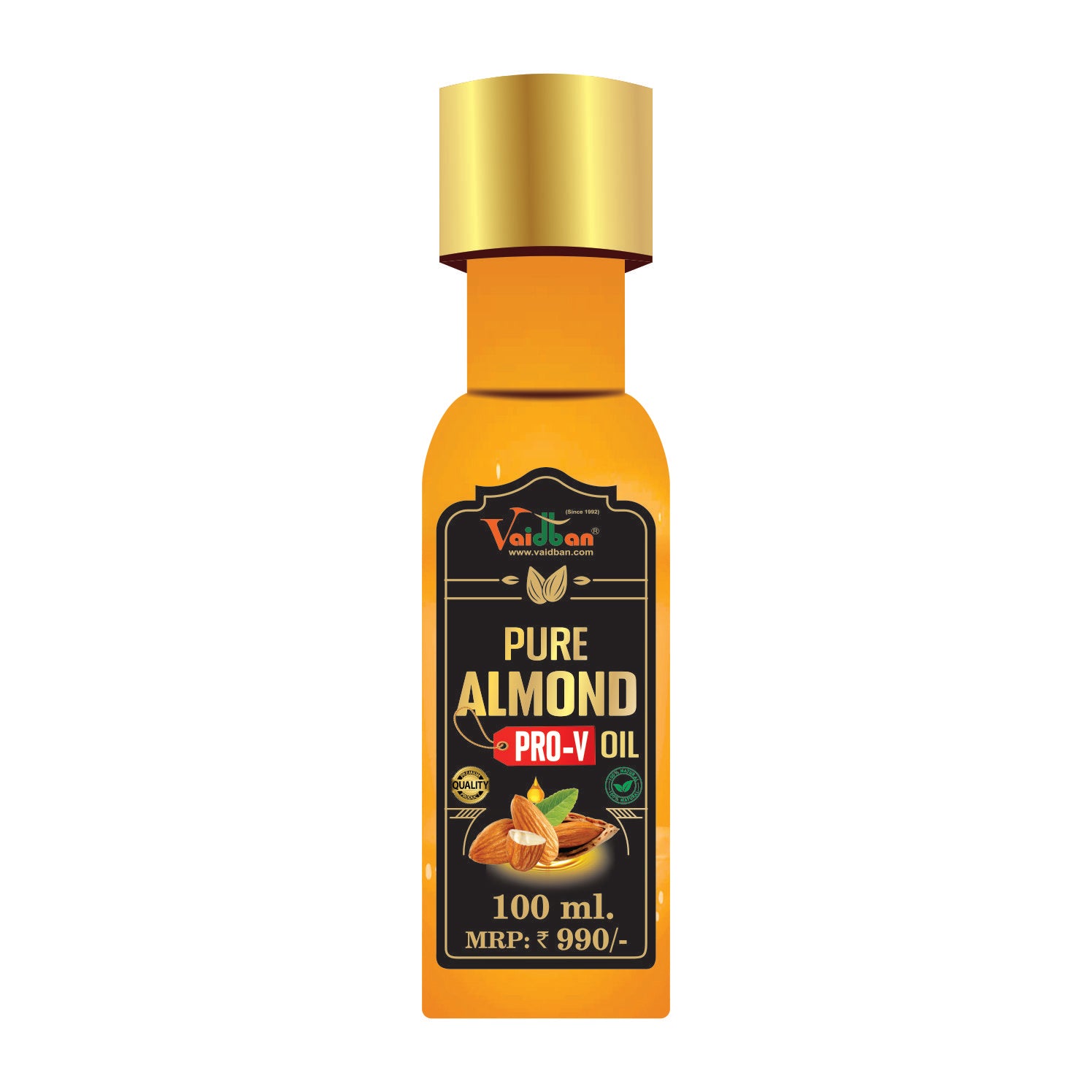 Vaidban Pure Almond Pro-V Oil (100 Ml) : Nourishment for Skin and Hair