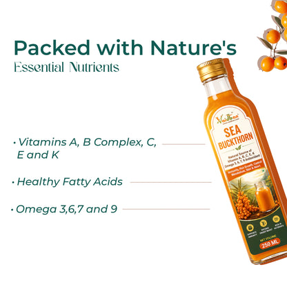 Vaidban Sea Buckthorn Juice 250ml – Buy 5 Get 1 Free | 3-Day Combo Offer