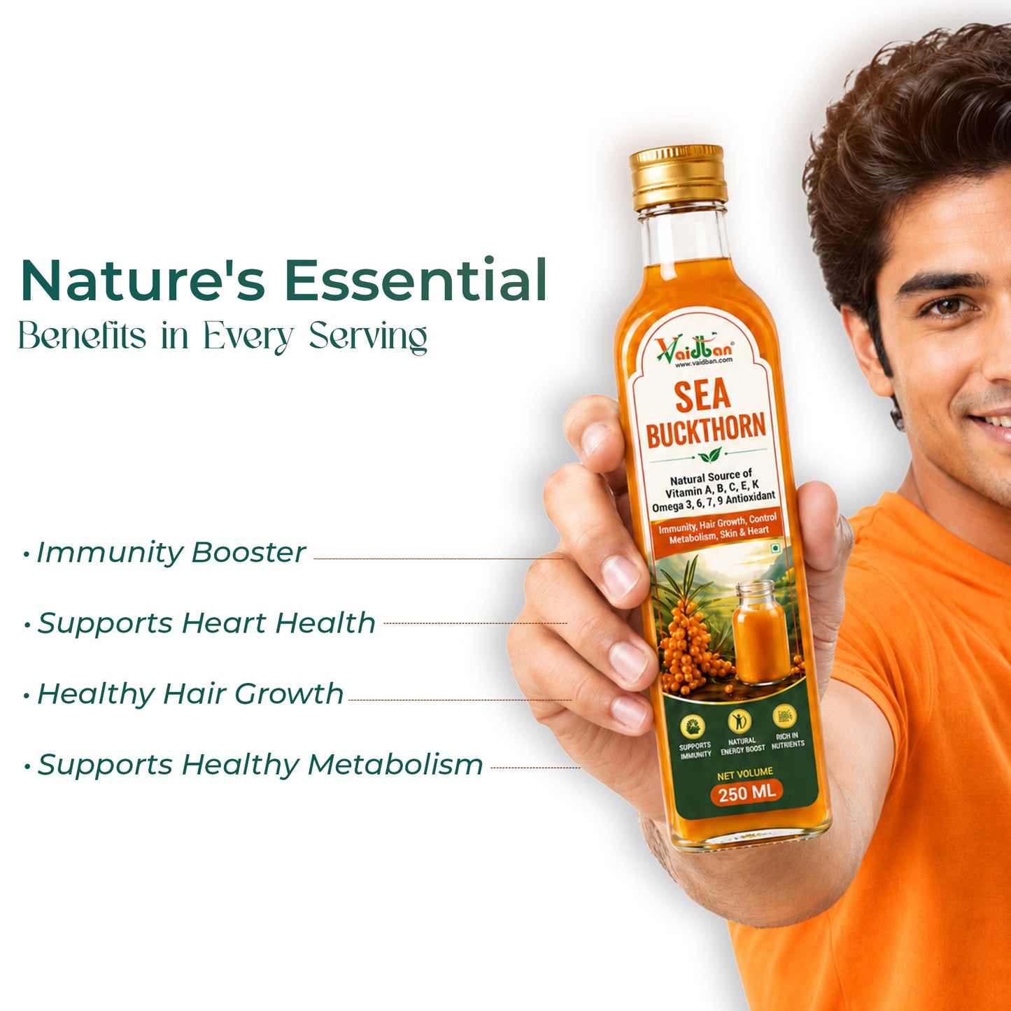 Vaidban Sea Buckthorn Juice 250ml – Buy 5 Get 1 Free | 3-Day Combo Offer