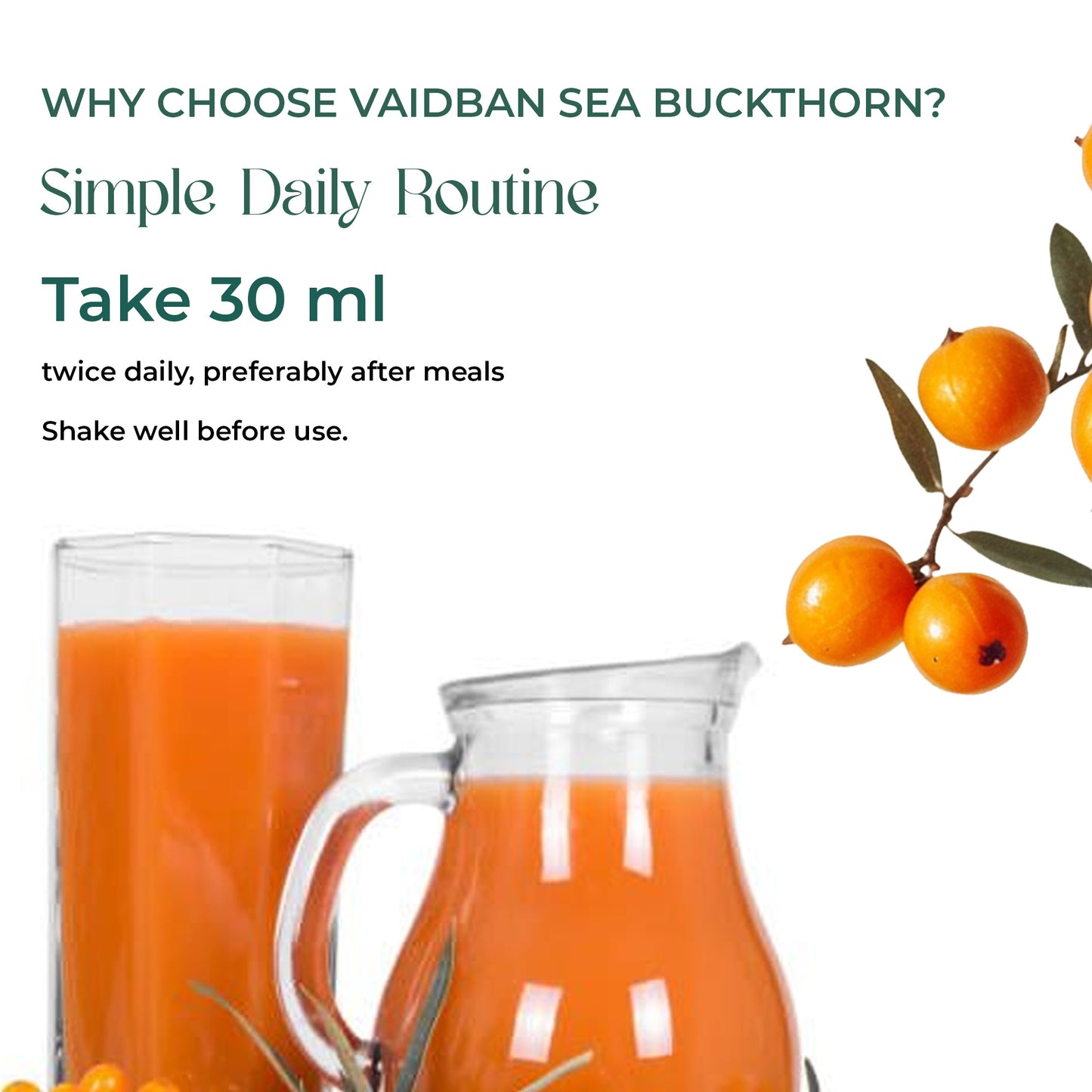 Vaidban Sea Buckthorn Juice 250ml – Buy 5 Get 1 Free | 3-Day Combo Offer