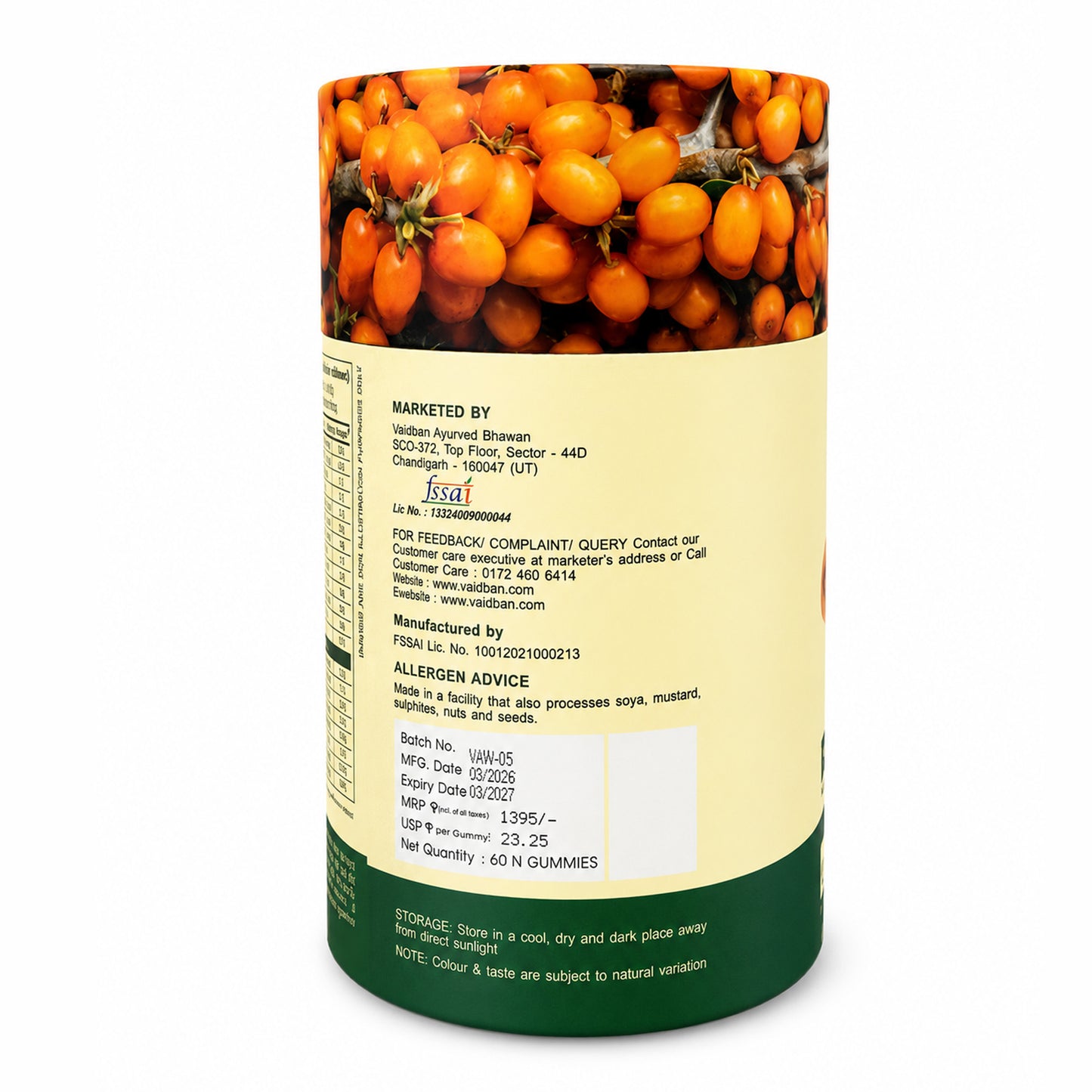Vaidban Sea Buckthorn Gummies – 60 N | Sourced from Ladakh | No Artificial Sweetener