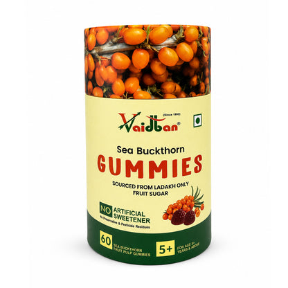 Vaidban Sea Buckthorn Gummies – 60 N | Sourced from Ladakh | No Artificial Sweetener