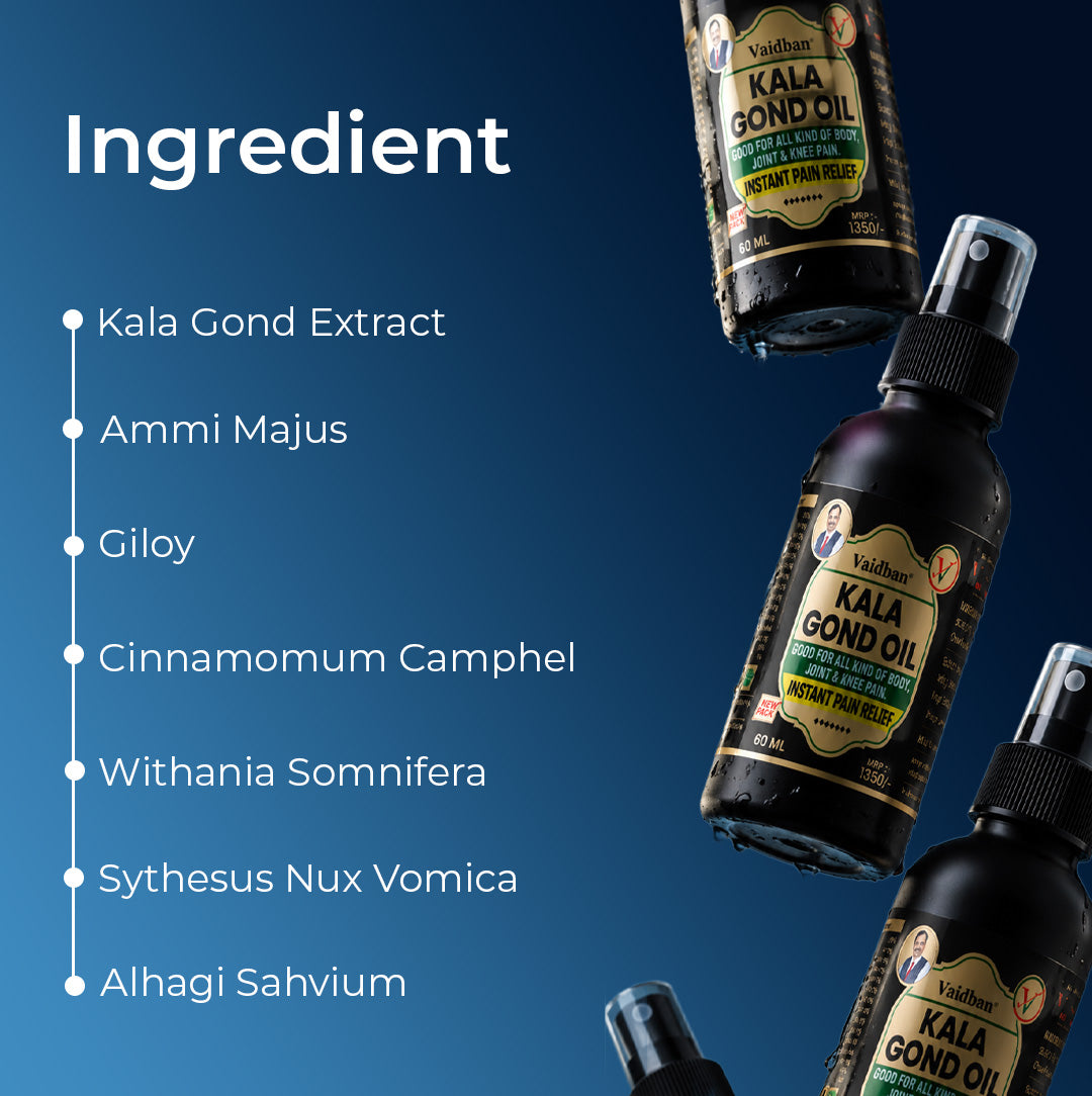 Vaidban Kala Gond Oil – Instant Pain Relief for Joint & Knee Pain | 60ml