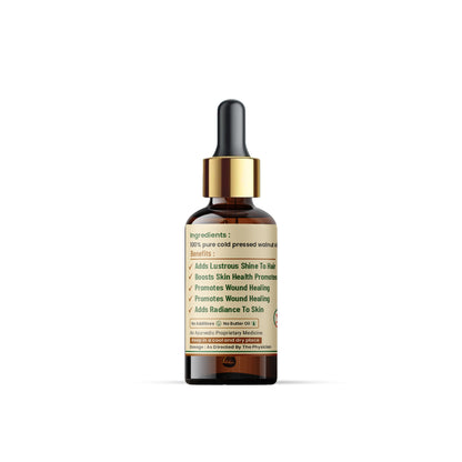Vaidban V-3 Walnut Bhasam Oil 30 ml - 100% Pure Cold Pressed Walnut Oil for Hair and Skin