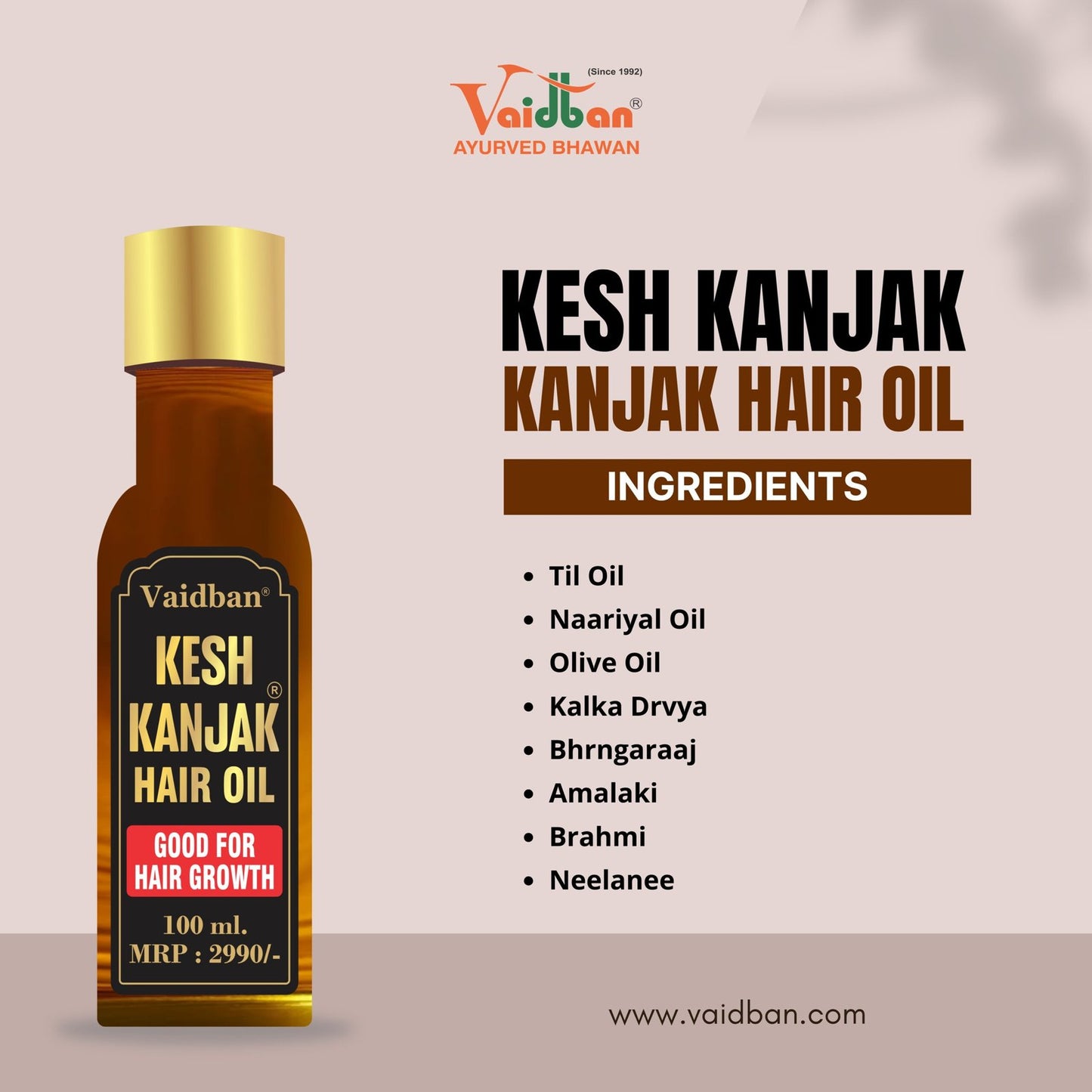 Vaidban Kesh Kanjak Hair Oil - Nourishing Oil for Enhanced Hair Growth