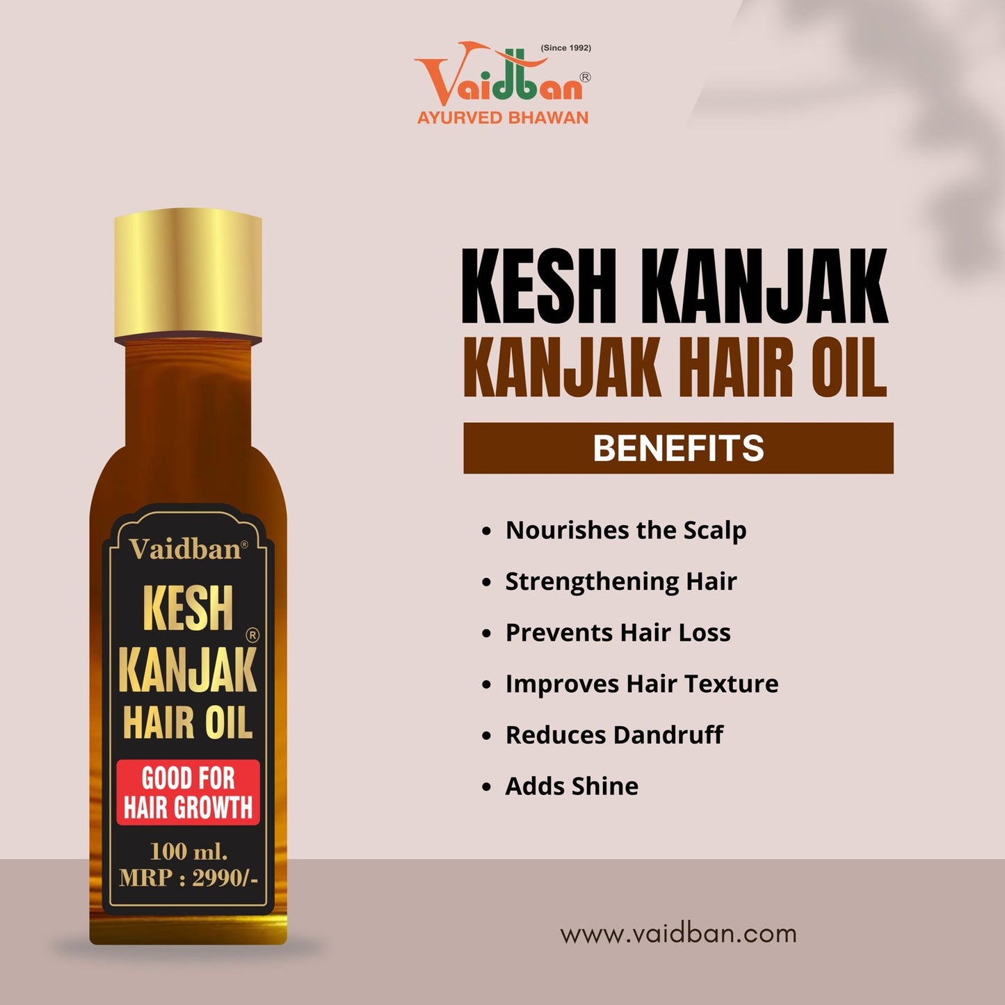 Vaidban Kesh Kanjak Hair Oil - Nourishing Oil for Enhanced Hair Growth